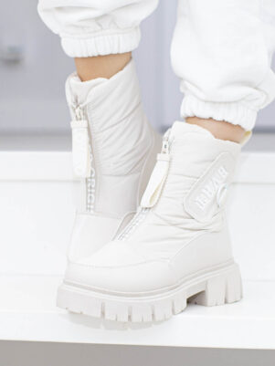 Beżowe śniegowce buty damskie zimowe ocieplane Telaviv