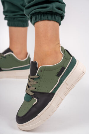 Ciemno zielone buty sportowe damskie na grubszym spodzie Fanex
