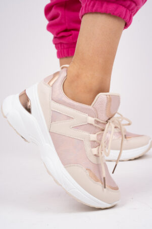 Różowo beżowe buty sportowe sneakersy damskie Gaby