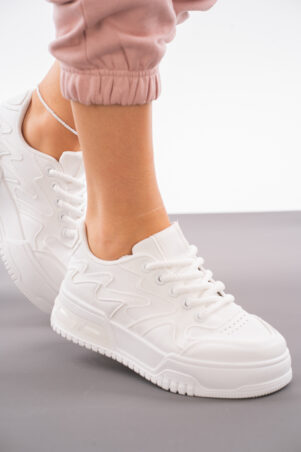 Białe sportowe buty damskie z grubymi sznurówkami Falles11H