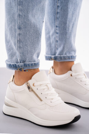 Białe buty sportowe na koturnie Sneakersy Maname