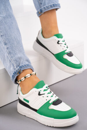 Biało zielone buty sportowe damskie na grubszym spodzie Fanex